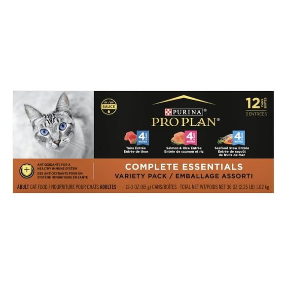 Purina Pro Plan, Seafood Favorites Variety Pack, Wet Cat Food, 3 oz Cans, (24 Pack)