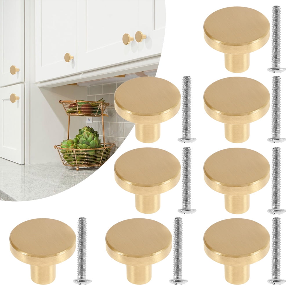 Hotbest 8pack Gold Brass Flat Top Handles Round Kitchen Cabinet Knobs Or Pulls Drawer Knobs Satin Nickel Cabinet Hardware Cupboard Door Kitchen Home Walmart Com Walmart Com