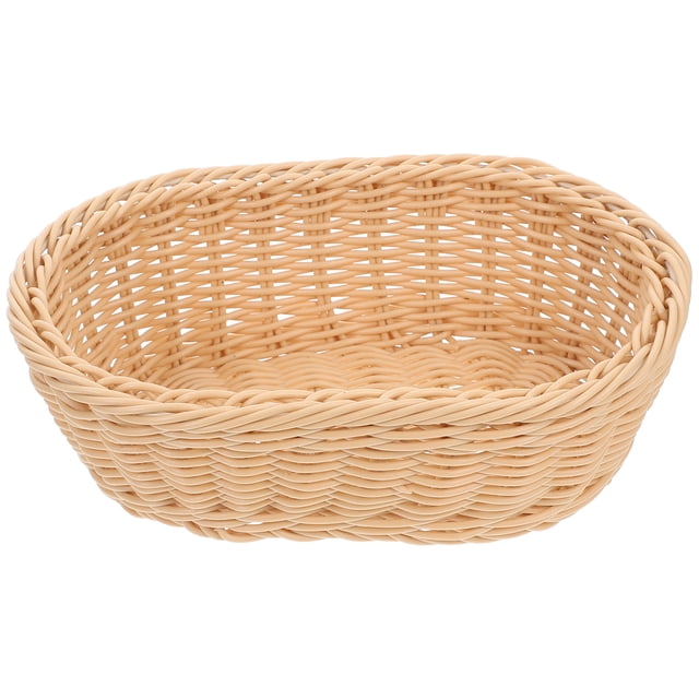 Cesta de picnic portátil de ratán sintético, cesta para guardar frutas con asa, panera tejida a mano para eventos al aire libre y decoración del hogar, accesorios de fotografía.