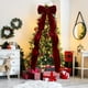thumbnail image 5 of Adornos navideños, regalos de Navidad, lazo extragrande de terciopelo para árbol de Navidad, 118 x 28 pulgadas, lazo rojo con serpentinas largas, regalo extragrande para envolver regalos, para fiestas, 5 of 6
