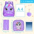 thumbnail image 4 of AGSDON 3PCS Toddler Backpack for Girls, 12" Unicorn Sequin Preschool Bookbag and Lunch Box - Purple, 4 of 7