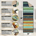 thumbnail image 3 of Ottomanson Striped Bathroom Runner Rug 20" x 59" - Non Slip Low Pile Carpet, Multicolor, 3 of 13