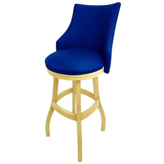 Tobias Designs 34" Wood Extra Tall Bar Stool in Duke Blue/Beige