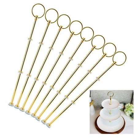 

8PCS Round Top Cake Plate Stand Handle Three Layers Fittings Fruit Food