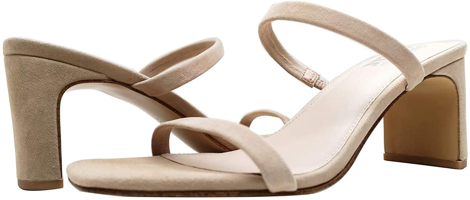 FARYL By Farylrobin Analisa Sandal - Double Strap, Slim Heel, Padded Footbed In Black Or Natural Suede