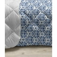 thumbnail image 3 of Indigo Down Alternative Comforter, Greek House Tile Inspired Image Spring Daisy Like Floral Details, Microfiber Quilt for All Season, 5 Sizes, Navy Blue and White, by Ambesonne, 3 of 3