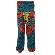 Mogul Women's Smocked Waist Harem Pant Blue Mandala Print Yoga Pants