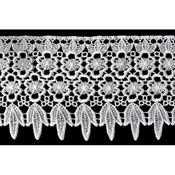 Lily 4.25" Wide White Exquisite Venice Vintage Flora Fine Lace Trim By Yardage