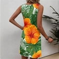 thumbnail image 4 of Summer Dresses for Women 2026 Beach Loose Casual A Line Dress Sleeveless V-Neck Sundress with Pockets Tropical Hawaiian Printed Light Green 2XL, 4 of 4
