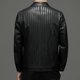 thumbnail image 4 of Abrigo de cuero a rayas bronceado de alta calidad para otoño e invierno, chaqueta informal ajustada con cuello tipo polo a la moda y cómoda para hombre, 4 of 4