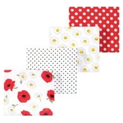 Luvable Friends Hudson Baby Flannel Receiving Blankets 4pk, Poppy Daisy Floral