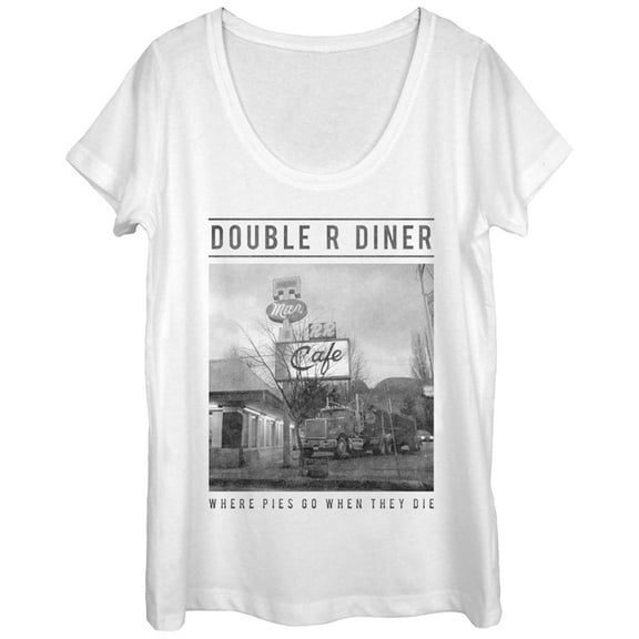 Women's Twin Peaks Double R Diner Pie Heaven  Scoop Neck White Small