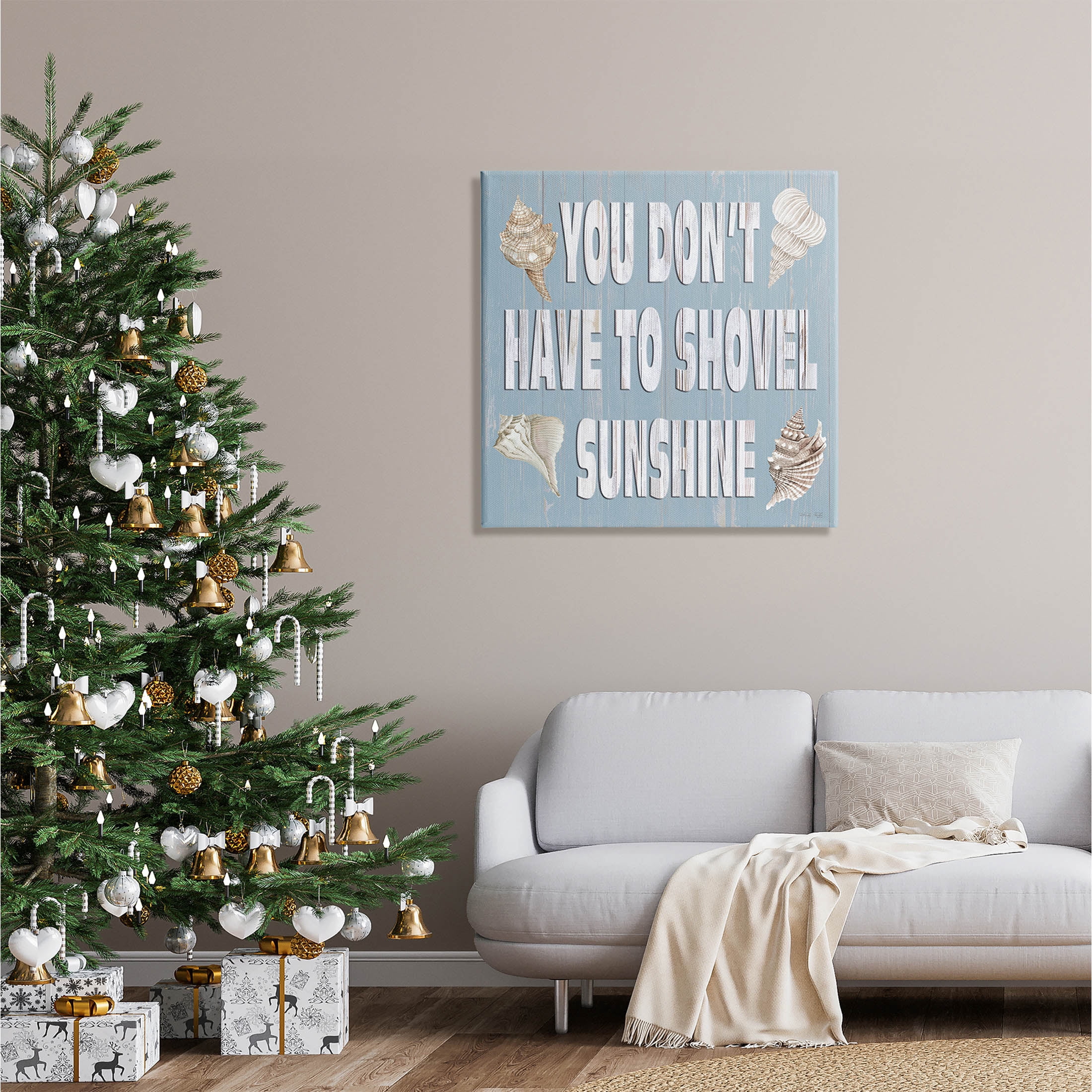 You Don't Have To Shovel Sunshine Phrase Holiday Graphic Art Gallery Wrapped Canvas Print Wall Art