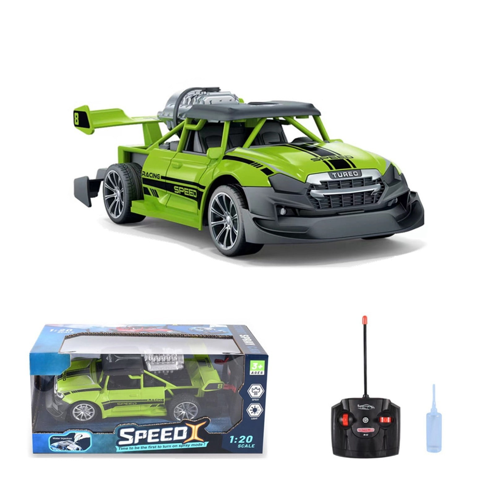 SPOORYYO High-speed Remote Control Car with Water Spray and Drift Features, 2.4Ghz Control, Powerful Motor, Stunt Tires, 360° Rotation, Cool Lights