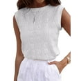 thumbnail image 2 of Women'S Eyelet Tank Tops Floral Casual Round Neck Sleeveless Fashion Beach Vacation Clothes White M, 2 of 7
