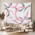 thumbnail image 2 of Pink Grey Tapestry for Bedroom Wall Hanging Tapestry, Geometric Circle Modern Abstract Simple Art Ceiling Backdrop Tapestries Poster Blanket Wall Decor for Teens Room Living Room Dorm 59" x 79", 2 of 8