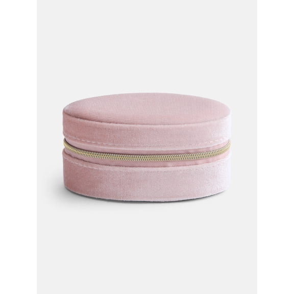 Scenario Women's Oval Zippered Velvet Jewelry Organizer, Pink