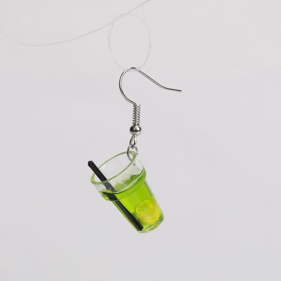 Deeceymbur Funny Exaggerated Fruit Tea Lemon Theme Earrings Resin Crystal Tassel Dangle for Women Party Club Costume Accessories Eye Catching Fashion