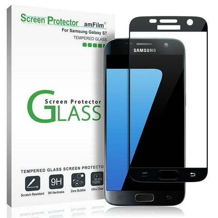 Samsung Galaxy S7 amFilm Full Cover Tempered Glass Screen Protector (Best Samsung S7 Screen Protector)