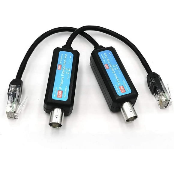 2Pair IP Passive Extender Ethernet Over Coax 1-CH, IP Network to Coaxial Transmitter IP Network Converter Fit CCTV Camera UTP RG59/ RJ45 4-Wired 1236 Cable No. BNC Video Balun Only Fit POE Camera System