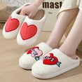 thumbnail image 4 of BERANMEY Cute Valentine's Day Slippers for Women Soft Plush Comfy Warm Slip-On Heart Love Couple Slippers fo Women Indoor Fluffy House Slippers for Women and Men Non-slip Fuzzy Flat Slides, 4 of 7