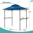 thumbnail image 7 of COBANA Grill Gazebo 8’ by 5’ Outdoor Patio Backyard BBQ Grill Shelter Double Tiered Soft Canopy Top with Steel Frame and Bar Counters, Blue, 7 of 7