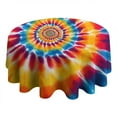 thumbnail image 4 of Colorful Rainbow Tie Dye Spiral Pattern Round Tablecloth 60"x60",Wrinkle Wipeable Table Cloth for Kitchen Dining Room Picnic Patio Party, 4 of 6