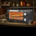 Aiwa 750W Black Toaster Oven 4 Slice with Baking Tray, Bake Toast Cook and Broil, Temperature