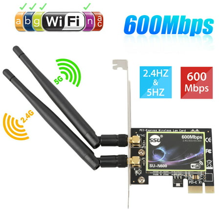 TSV Bluetooth WiFi Card AC 600Mbps, Wireless WiFi PCIe Network Adapter Card 5GHz/2.4GHz Dual Band PCI Express Network Card with  2 Antenna for Desktop/PC Gaming