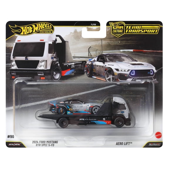 Hot Wheels Team Transport Truck & Race Car, Gift for Racing Collectors