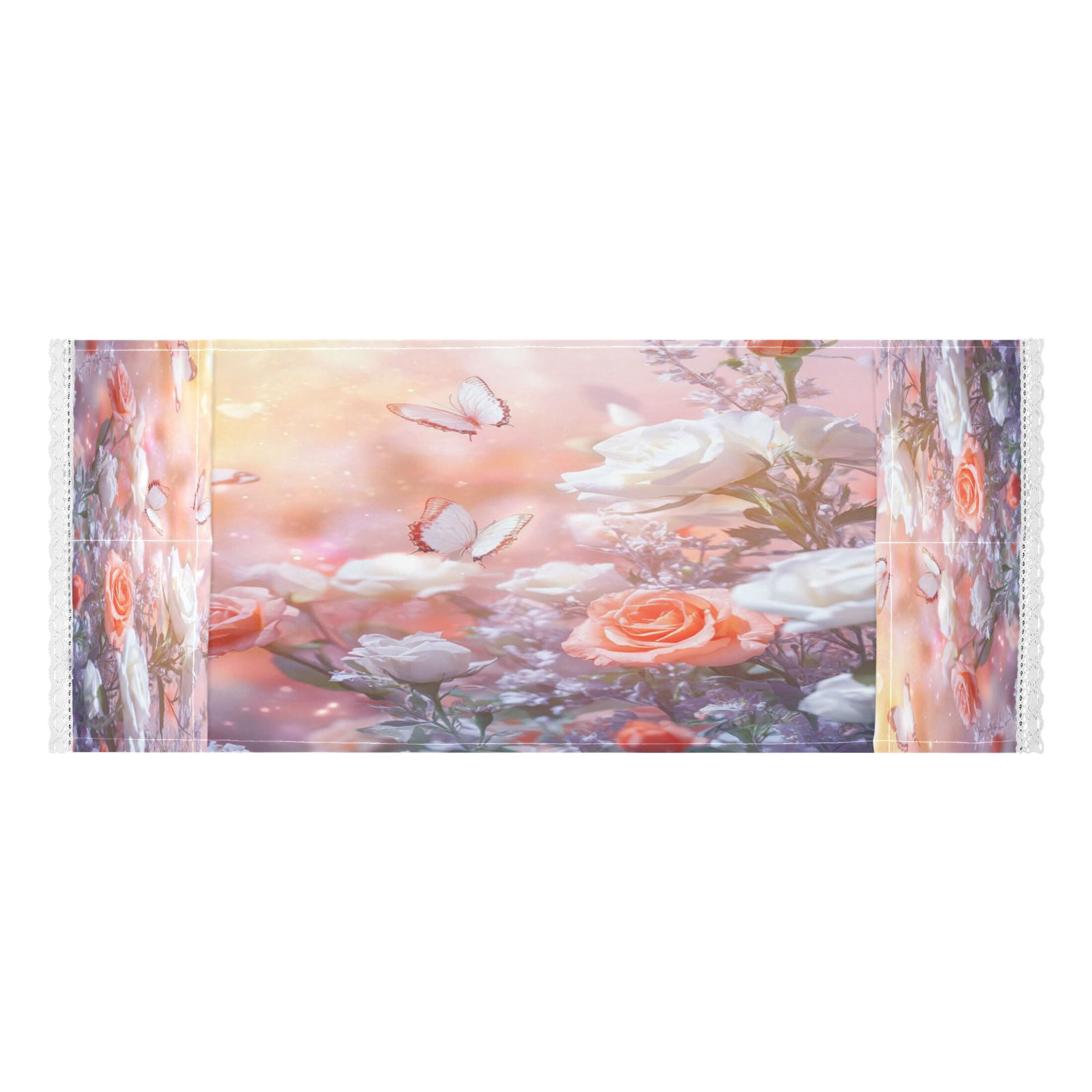 Washing Machine Cover 51.2x22in, Durable Polyester Dust Cover with Lace Trim and Side Pocket for Appliances Butterfly Gardens
