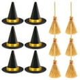 thumbnail image 2 of LShunze Mini Witch Hats and Brooms - Halloween Decorations for Party Favors, Birthday, Wedding, DIY Crafts Accessories - Set of 12 (6 Black Witch Hats + 6 Broom Sticks), 2 of 8