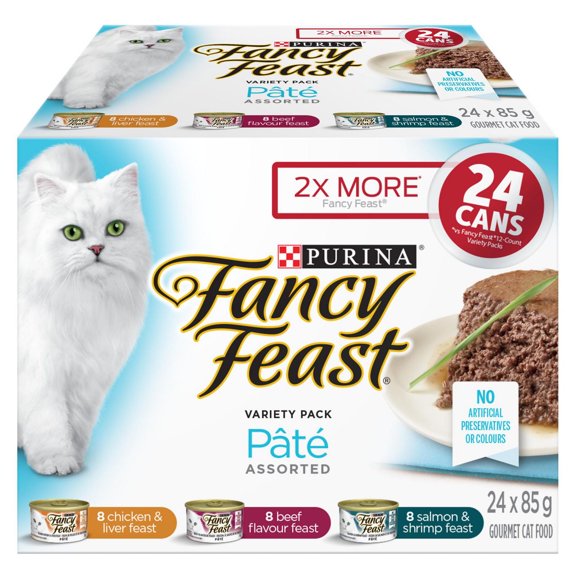 Fancy Feast Pâté Emballage assorti varié, Nourriture Humide pour Chats, 85 g x 24