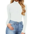 thumbnail image 4 of Femmes Mode Faux Col Roulé Manches Longues Solides Tops en Peluche Combinaison, 4 of 5