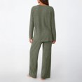 thumbnail image 6 of SUNBS Two Piece Lounge Sets for Women Pajamas Set Wide Leg Pants Ribbed Knit Winter Matching 2 Piece Outfits Trendy Clothes, 6 of 6