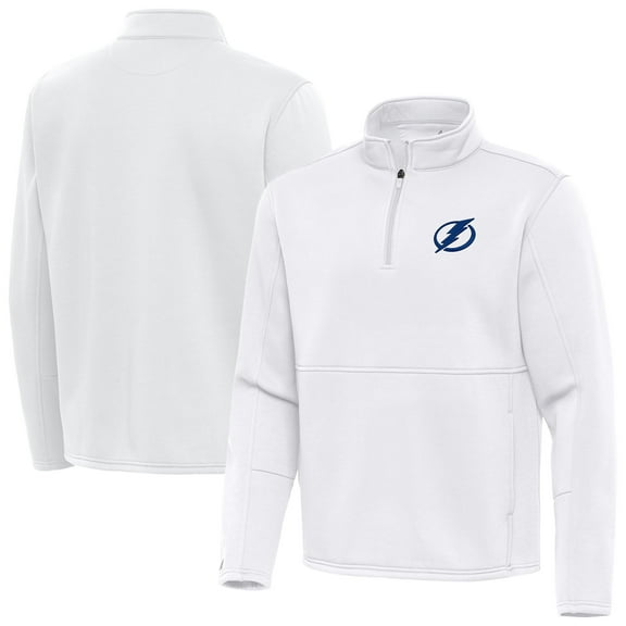 Men's Antigua White Tampa Bay Lightning Twist Quarter-Zip Pullover Jacket