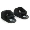 thumbnail image 4 of Infant Baby Girls Indoor Fuzzy Slippers, Soft Plush Open Toe Faux Fur House Slide Sandals Princess Shoes with Elastic Strap, 4 of 5