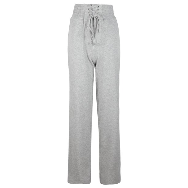 Gibobby Pantalones para mujer Pantalones casuales de algodón con pierna recta, cintura alta, elásticos, sueltos y con cordones para mujer(Gris,G)