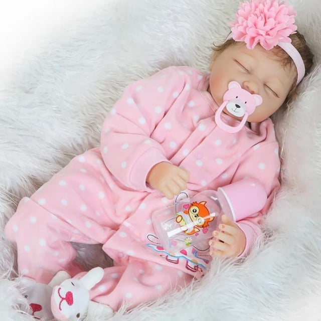 Silicona 22 pulgadas Reborn Sleeping Kids Appease Toy de cumpleaños de Navidad Macarena Muñeca Reborn de silicona