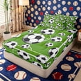 thumbnail image 2 of Meiyoeat Sporty Soccer Ball Pattern Zipper Twin Comforter Sets with Fitted Sheet and 2 Pillowcases for Teens, Playful Football Field Print Zipper Bedding Set for Bedroom,4-Piece, 2 of 6