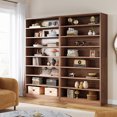 thumbnail image 5 of Fnova 70.87"H Tall Storage Shelf, Modern Freestanding Wooden Bookshelf with 8 Adjustable Shelves, Large Open Bookcase Display Organizer for Living Room, Bedroom, Home Office, Brown, 5 of 20