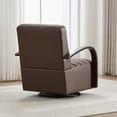 thumbnail image 6 of Modern 360° Swivel Accent Chair with Solid Wood Armrests, Comfy Tufted Upholstered Lounge Reading Chair, 25.2'' Deep Seat, for Hotel Bedroom Living Room Office and Bedroom, Brown, 6 of 9