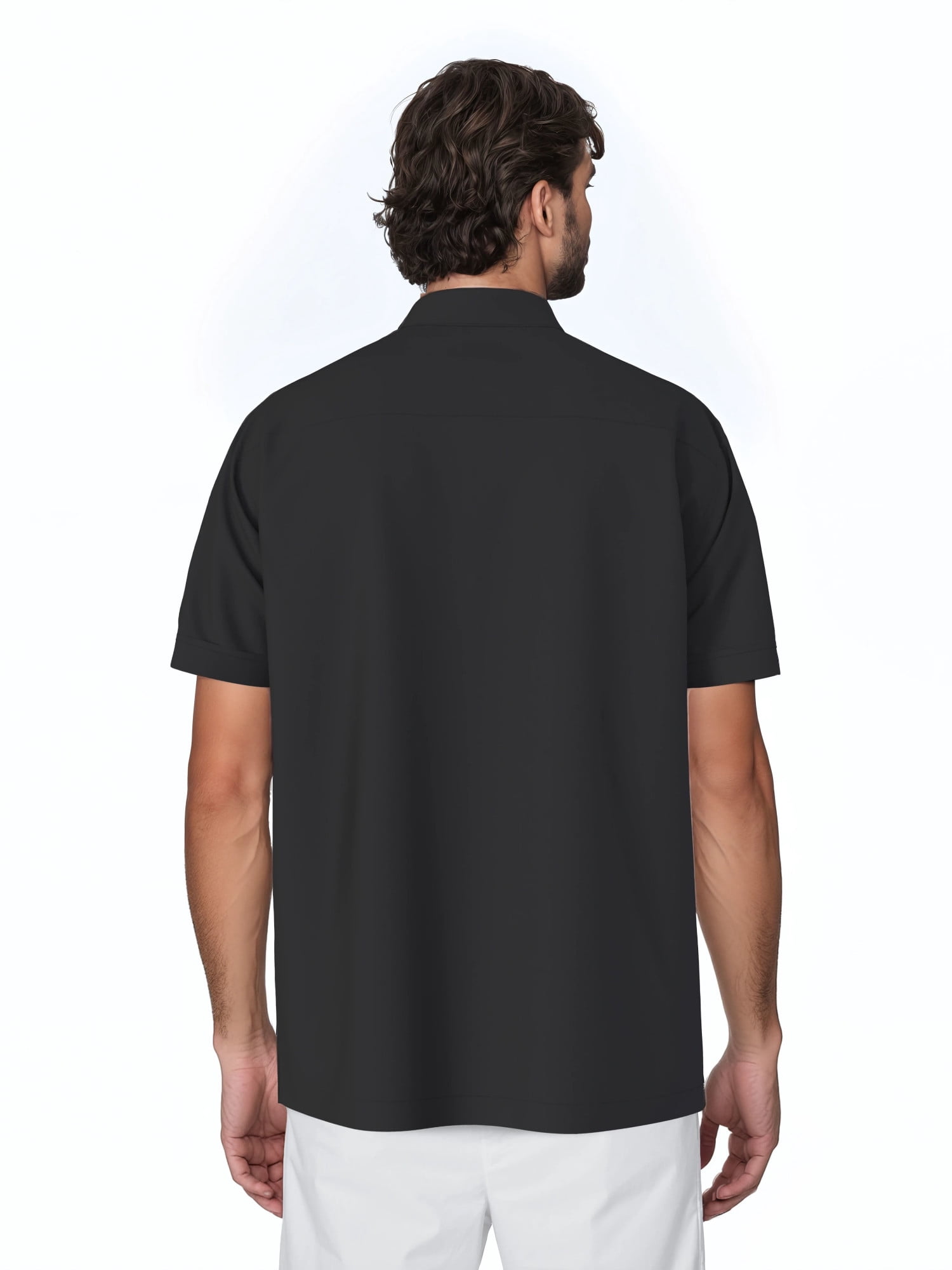 Havanera Men's and Big Men's Front Panel Point Collar Short Sleeve Button-Down Shirt, Sizes S-5XL