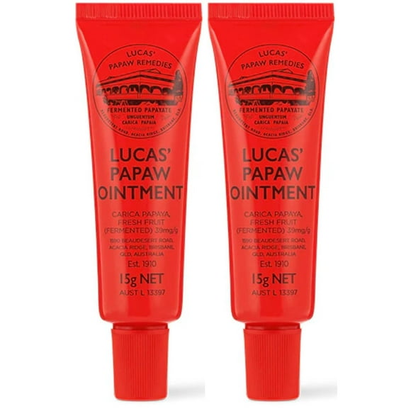 Ungüento Lucas Papaw en tubo de 15 ml con aplicador para labios, paquete doble