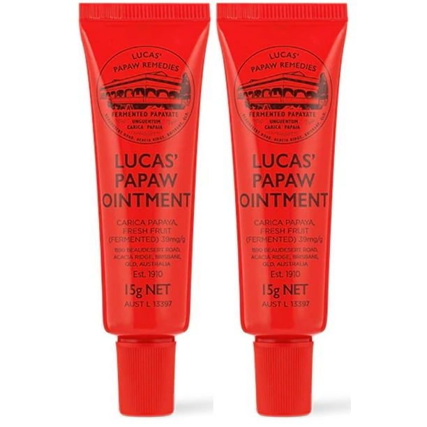 Ungüento Lucas Papaw en tubo de 15 ml con aplicador para labios, paquete doble