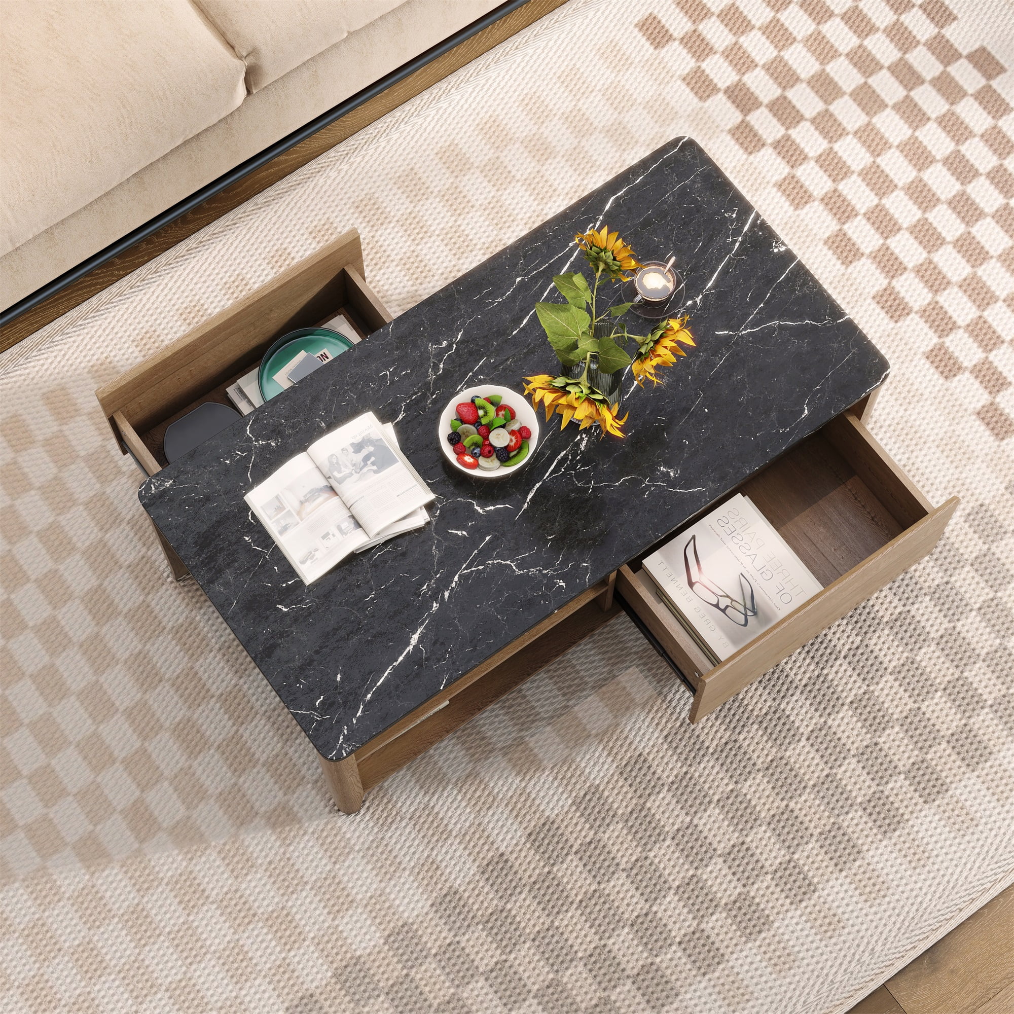 Resenkos Modern Drawer Coffee Table, Accent Table Bedside Table for Living Room or Office, Light Brown Resenkos Modern Drawer Coffee Table, Accent Table Bedside Table for Living Room or Office, Light Brown