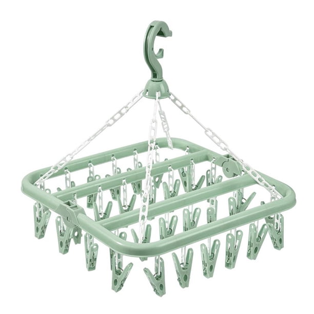 CAIROYAR Percha para secadora de ropa plegable con 32 pinzas para calcetines y ropa interior, para secar ropa interior, con calor