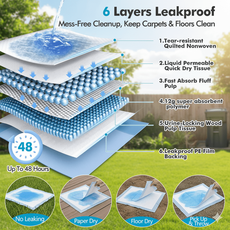 Gimars 36 x 36in Dog Pee Pads with Charcoal Odor Control, 9-Layer Absorbent, Leak Proof, 30 Count