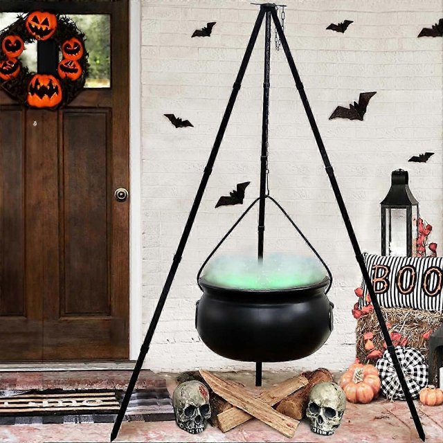 Halloween Decorations Outdoor, Large Witches Cauldron on Tripod with Lights, Candy Bucket Decor for Home Porch Outside Halloween