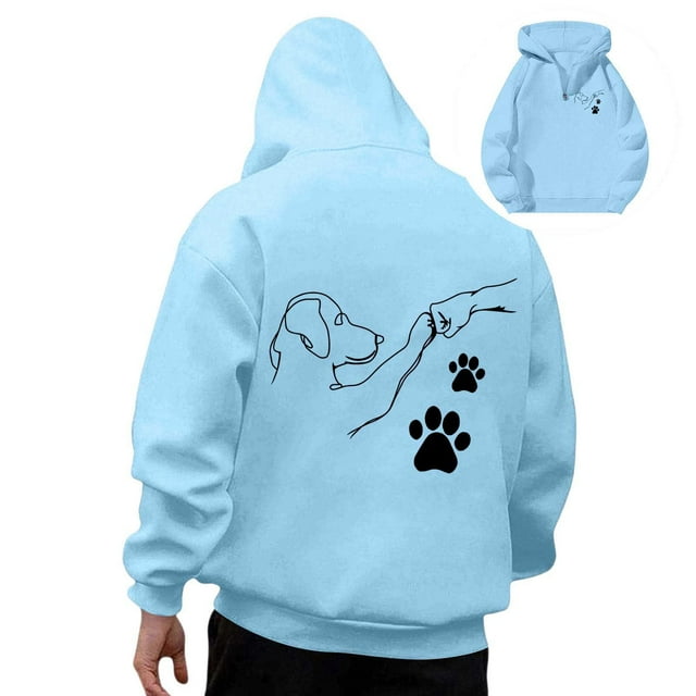 Chandail à Capuchon Décontracté pour Homme à Imprimé Chiot Automne Hiver Mode Confortable Coupe Ample Chandail Doux Manteau